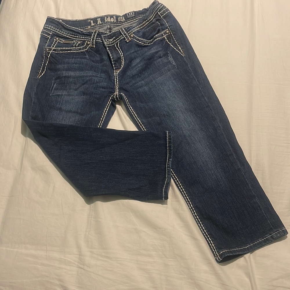L.A. Idol USA Sz 13 junior Crop embroidered jean